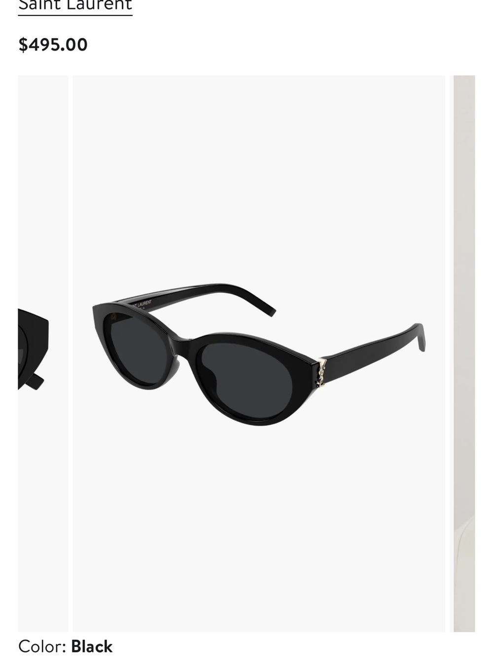 Saint Laurent Black Round Cat-Eye Sunglasses with Gold YSL Detail